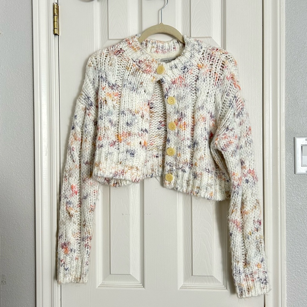 Small Urban Outfitters Cropped Sweater White & Multicolored NWOT